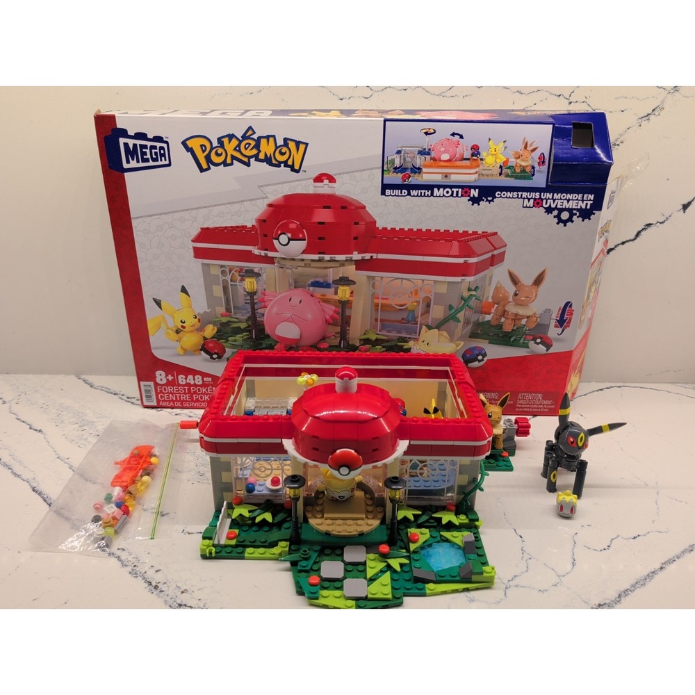 Mega Construx Pokemon Center Forest Building Set 648 Pieces Complete